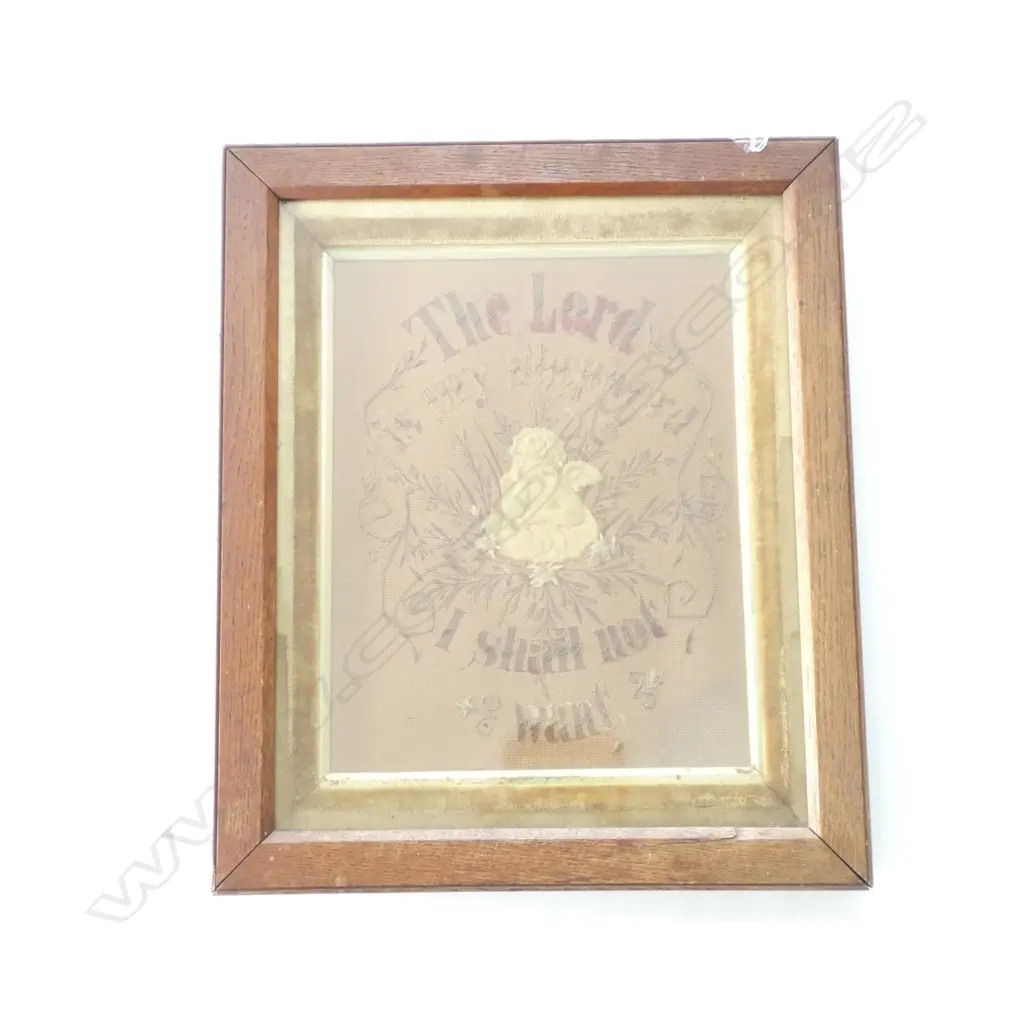 FRAMED ANTIQUE EMBROIDARY 'THE LORD IS MY SHEPHERD... Image 1++