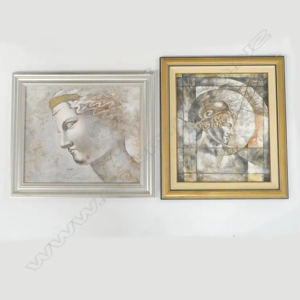 2 MODERN ARTWORKS ON OIL, WELL FRAMED, H. 780MM Image 1++