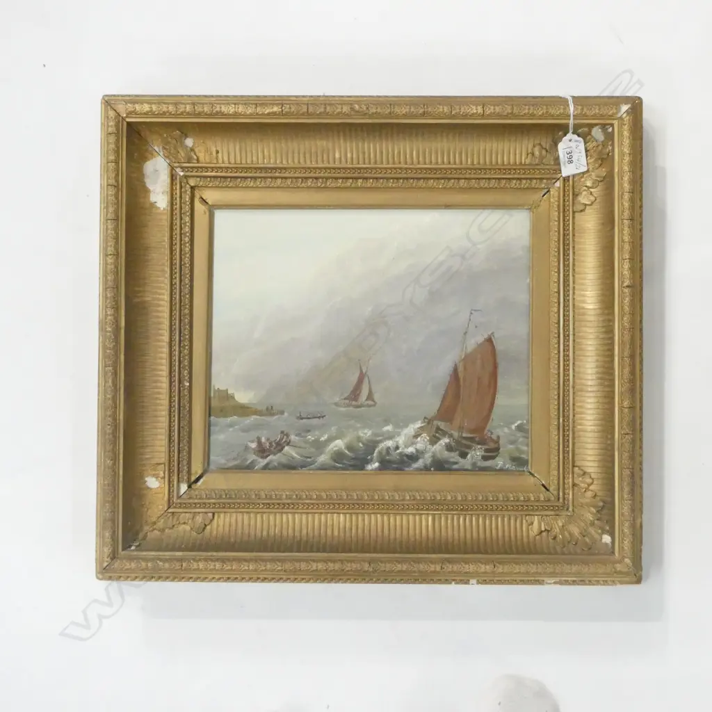 C1900, B RAVEL, (DUTCH),  SHIPS IN HARBOUR, OIL ON BOARD, GILT FRAME, 280 X 240MM, AF Image 1++