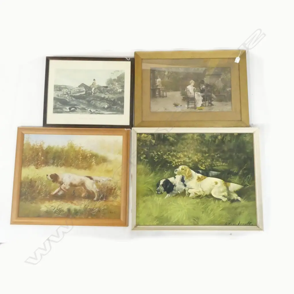 4 ARTWORKS; 2 OF SPANIELS, HORSE & LOVERS Image 1++
