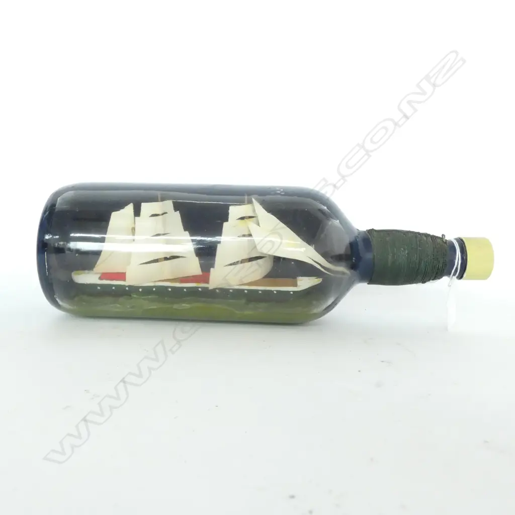 VINTAGE SHIP (SCHOONER) IN A BOTTLE - L. 310MM Image 1++