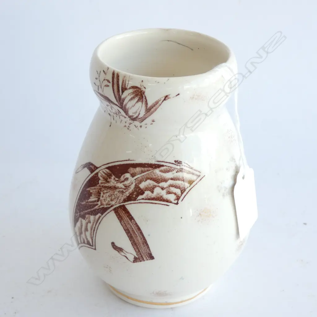 ANTIQUE STAFFORDSHIRE VASE ORCHID DESIGN RD No. 58105, c.1900 H.135mm Image 1++