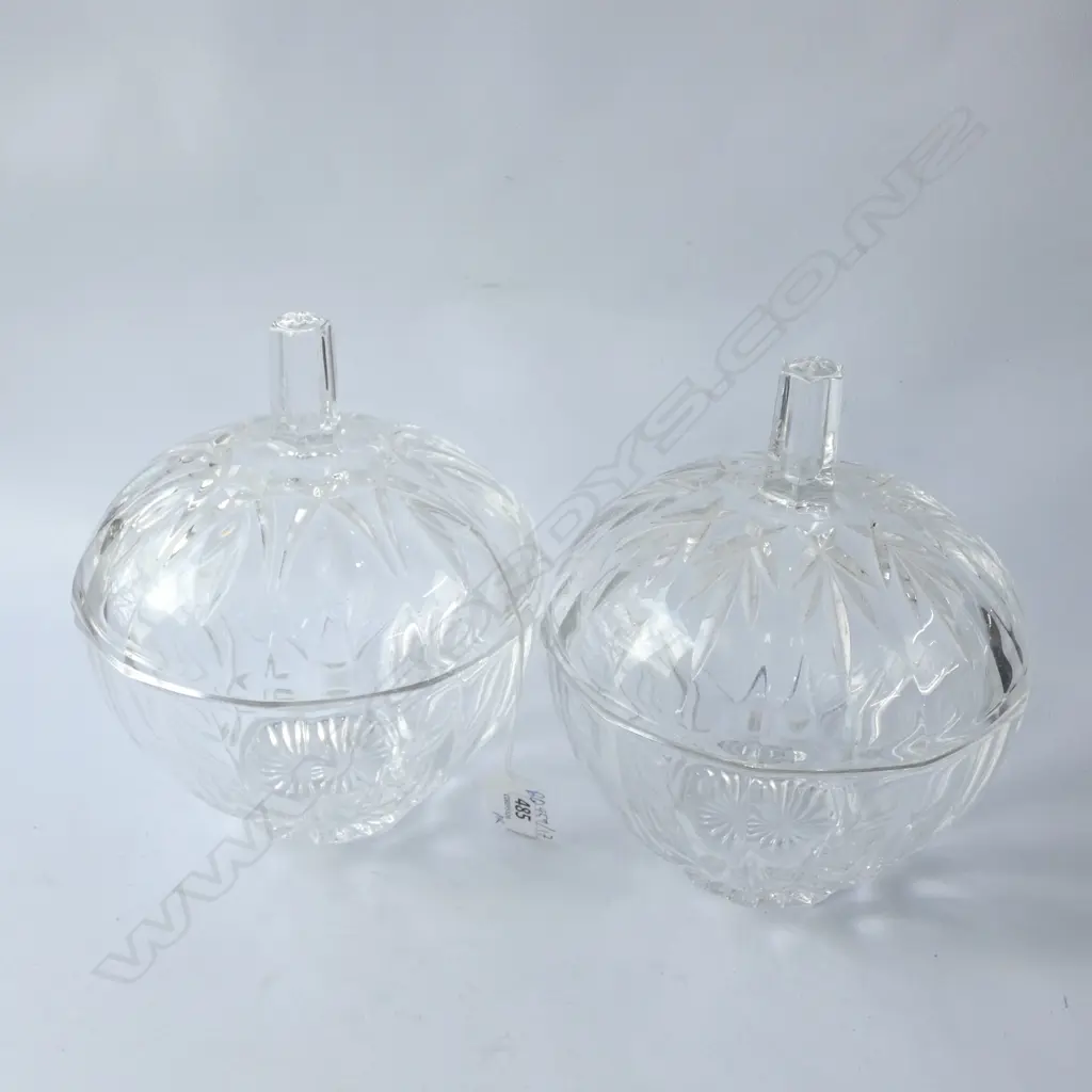 PR PRESSED GLASS LIDDED BON BON DISHES H. 170MM Image 1++
