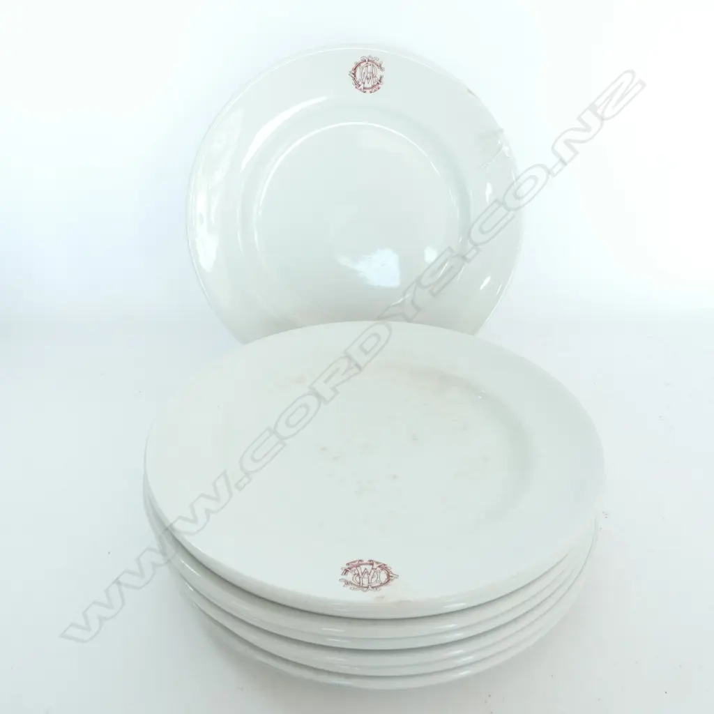 8 IRONSTONE MONOGRAMMED PLATES - DIA 240MM Image 1++