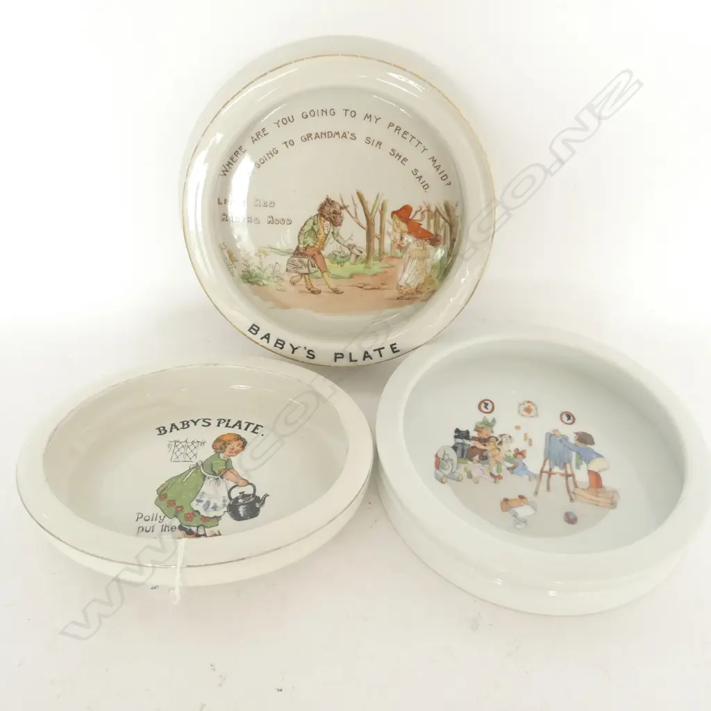 3 BABY'S PLATES - SHELLEY 'RED RIDING HOOD', EMPIRE 'POLLY PUT THE KETTLE ON' & UNMARKED 'DOLLY'S PHOTOGRAPH'  Image 1++