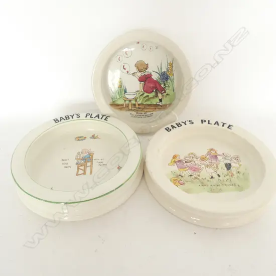 3 BABY'S PLATES - CARLTON 'RING A RING O'ROSES', WILLIAMSONS 'RHYMES' & GRIMWADES 'BUBBLES'