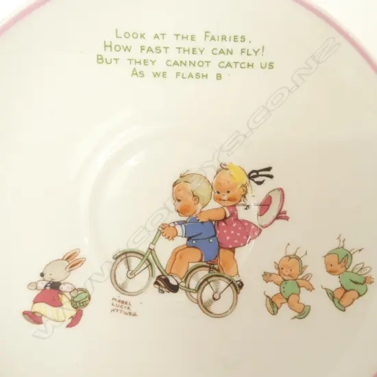 MABEL LUCY ATTWELL DECORATED SHELLEY CHINA CUP, SAUCER & PLATE + ANOTHER PLATE