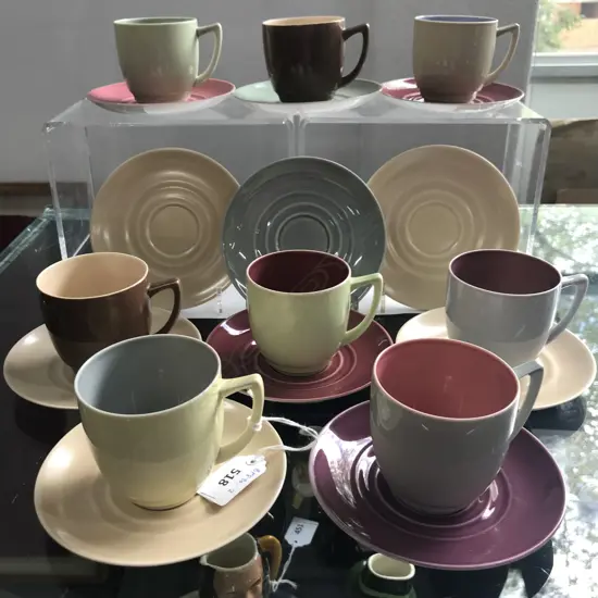8 BRANKSOME CHINA COFFEE CUPS & SAUCERS (1 HAIRLINE)