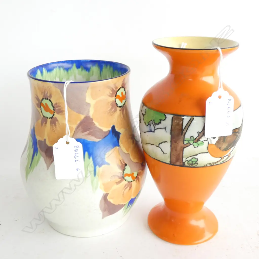 CARLTON WARE PATTERN 3448 'PEACH MELBA' HANDCRAFT VASE & BURSLEY WARE 'WINTER TIME' PATTERN VASE Image 1++