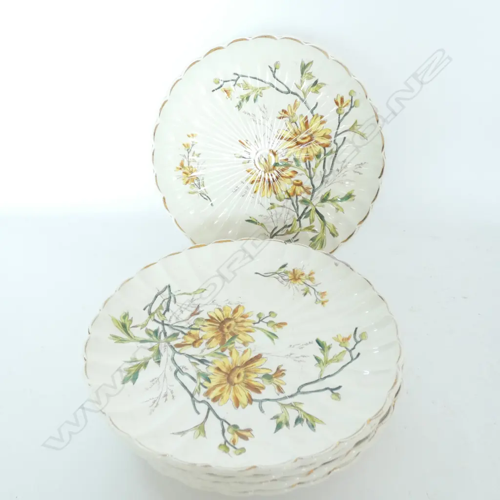 SIX VINTAGE SCALLOPED FLORAL PLATES - DIA. 220MM Image 1++