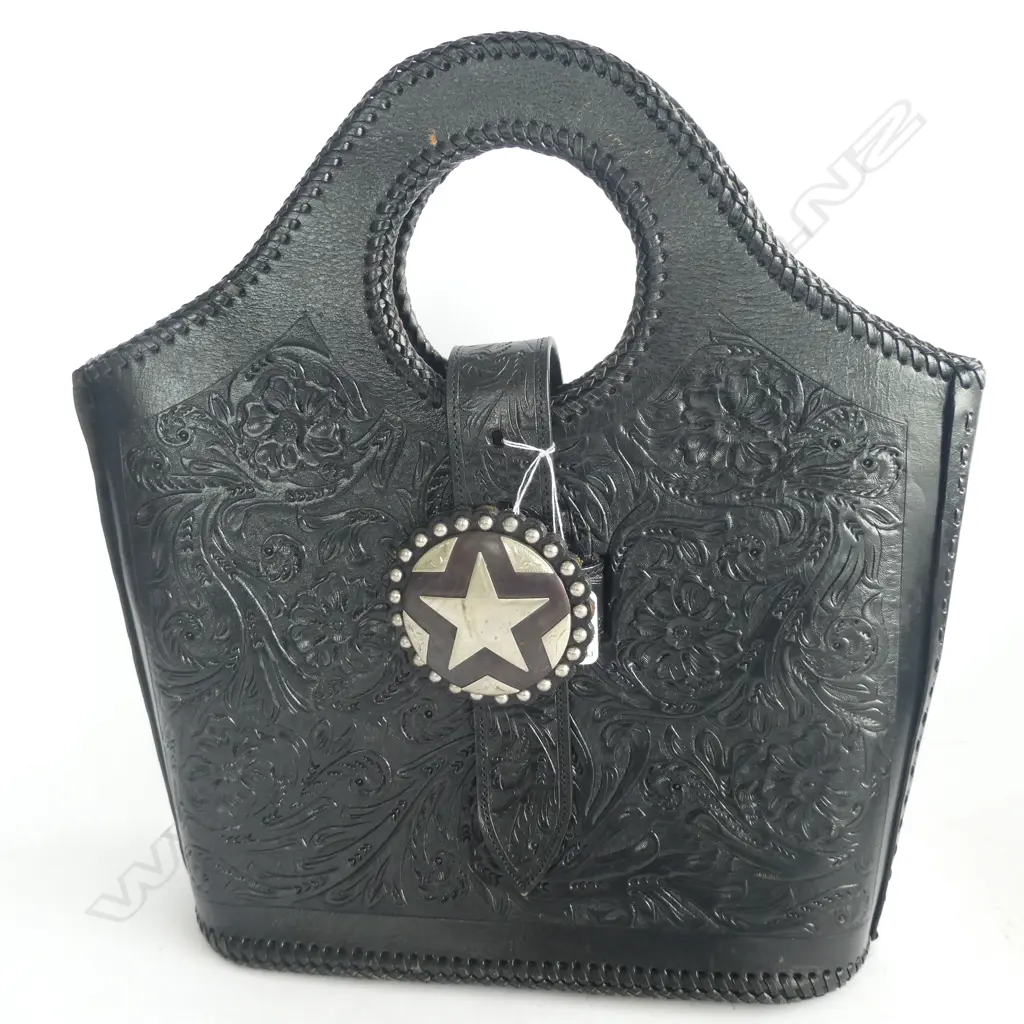 Designer handmade American tooled leather bag Image 1++