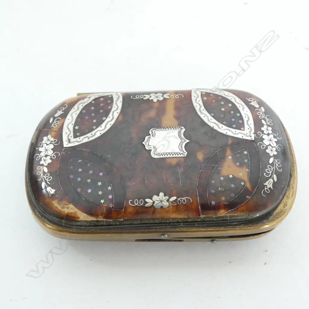 3 19thC SMALL PCES. TORTOISESHELL INLAID BOX... Image 1++