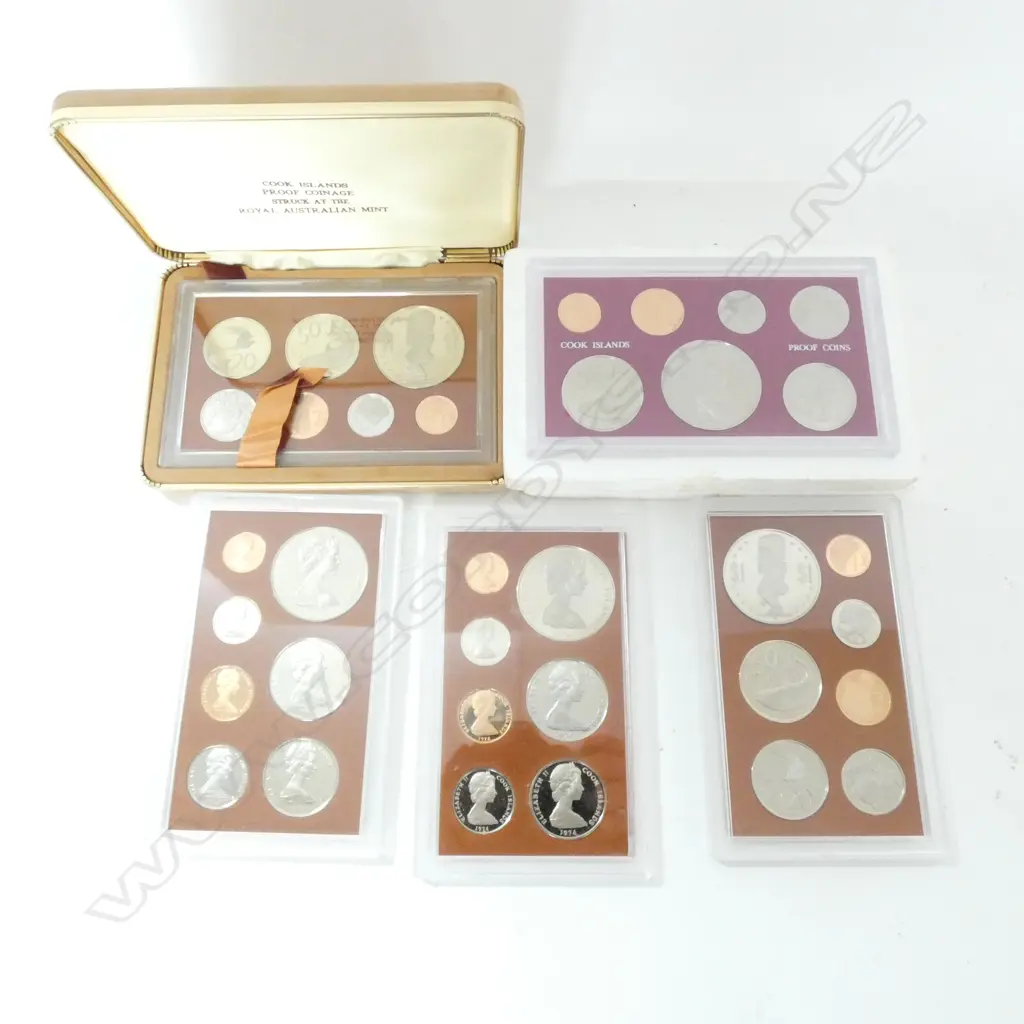 5 SETS OF COOK ISLANDS PROOF COINAGE Image 1++