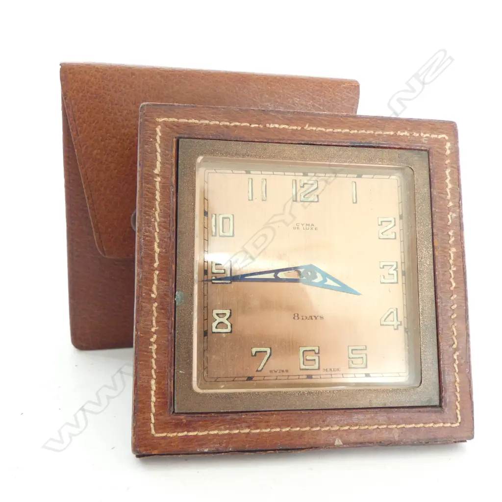TRAVEL CLOCK, CYMA 8 DAY MECHANICAL IN ORIGINAL CASE Image 1++