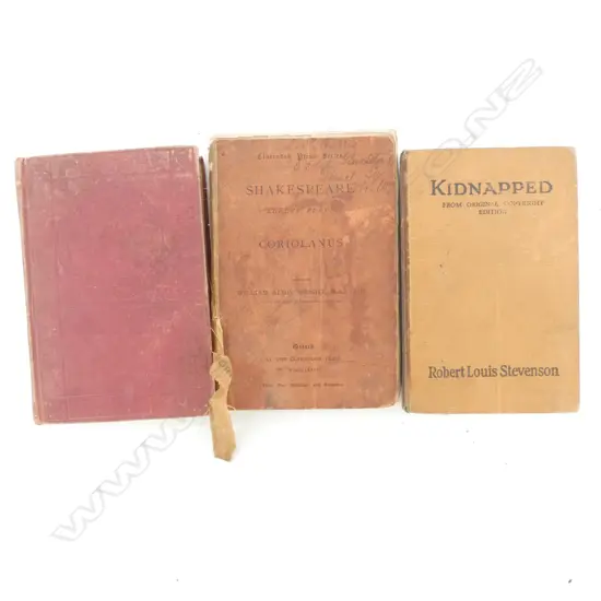 BOOKS, EARLY EDITIONS,  DAVID COPPERFIELD, SHAKESPEARE c.1886, KIDNAPPED, RL STEVENSON (3 BOOKS)