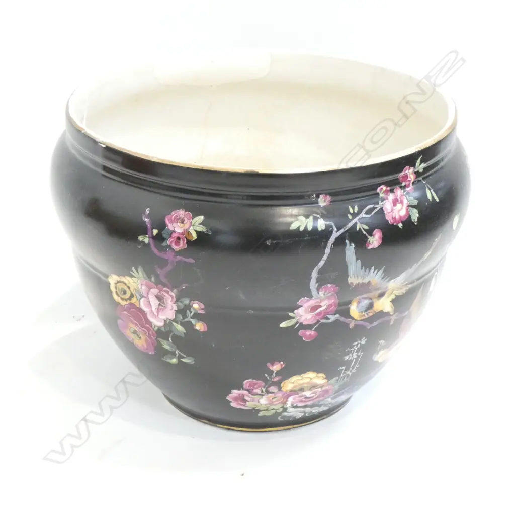 BLACK JARDINIERE AF OLD REPAIR 260MM DIA  Image 1++