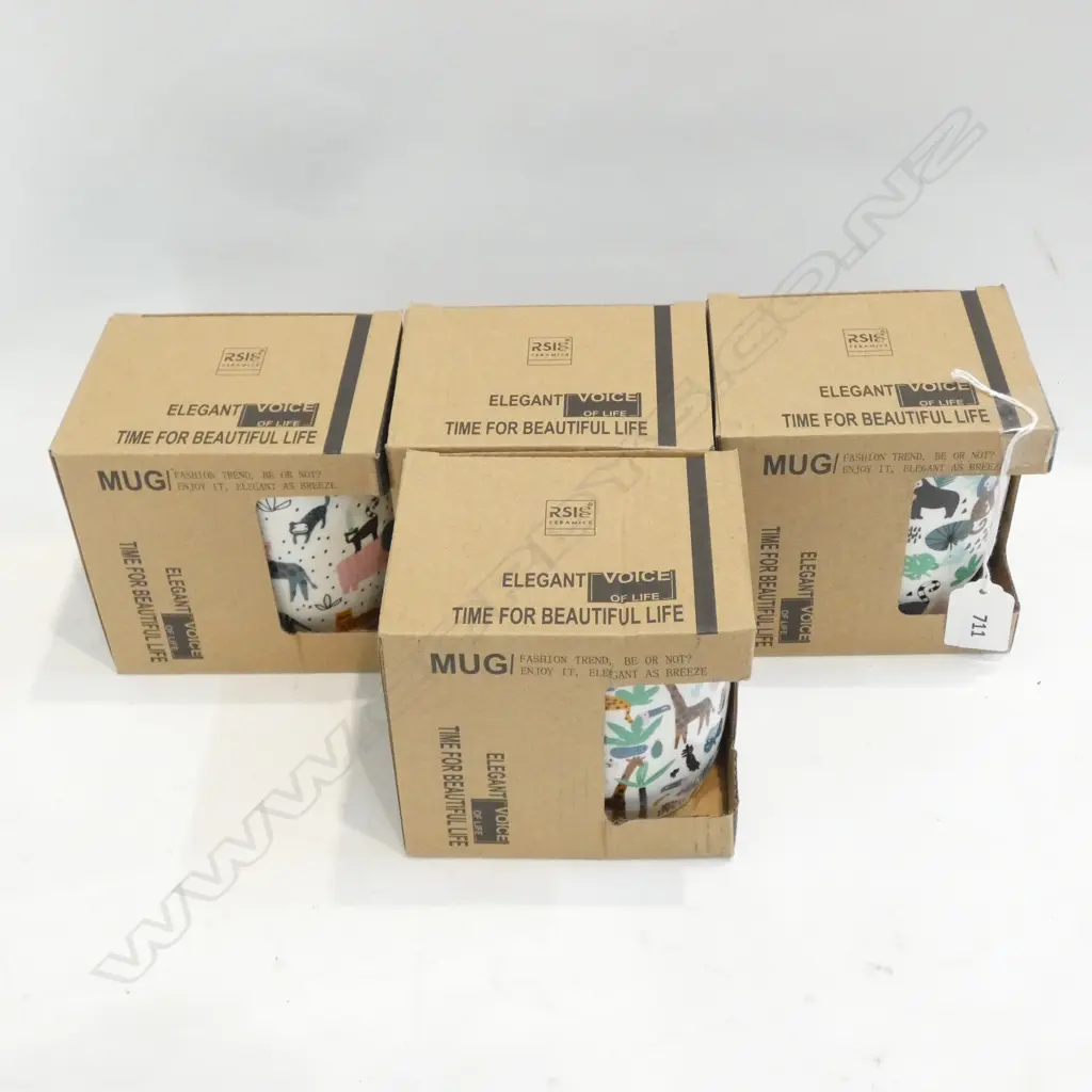 FOUR INV. BOXED ANIMAL PRINT MUGS  Image 1++