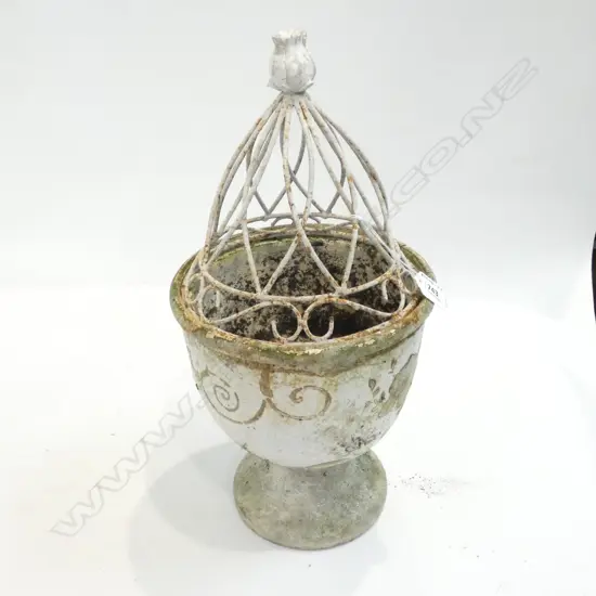 VINTAGE WHITE GLAZE TERRACOTTA PLANT POT 