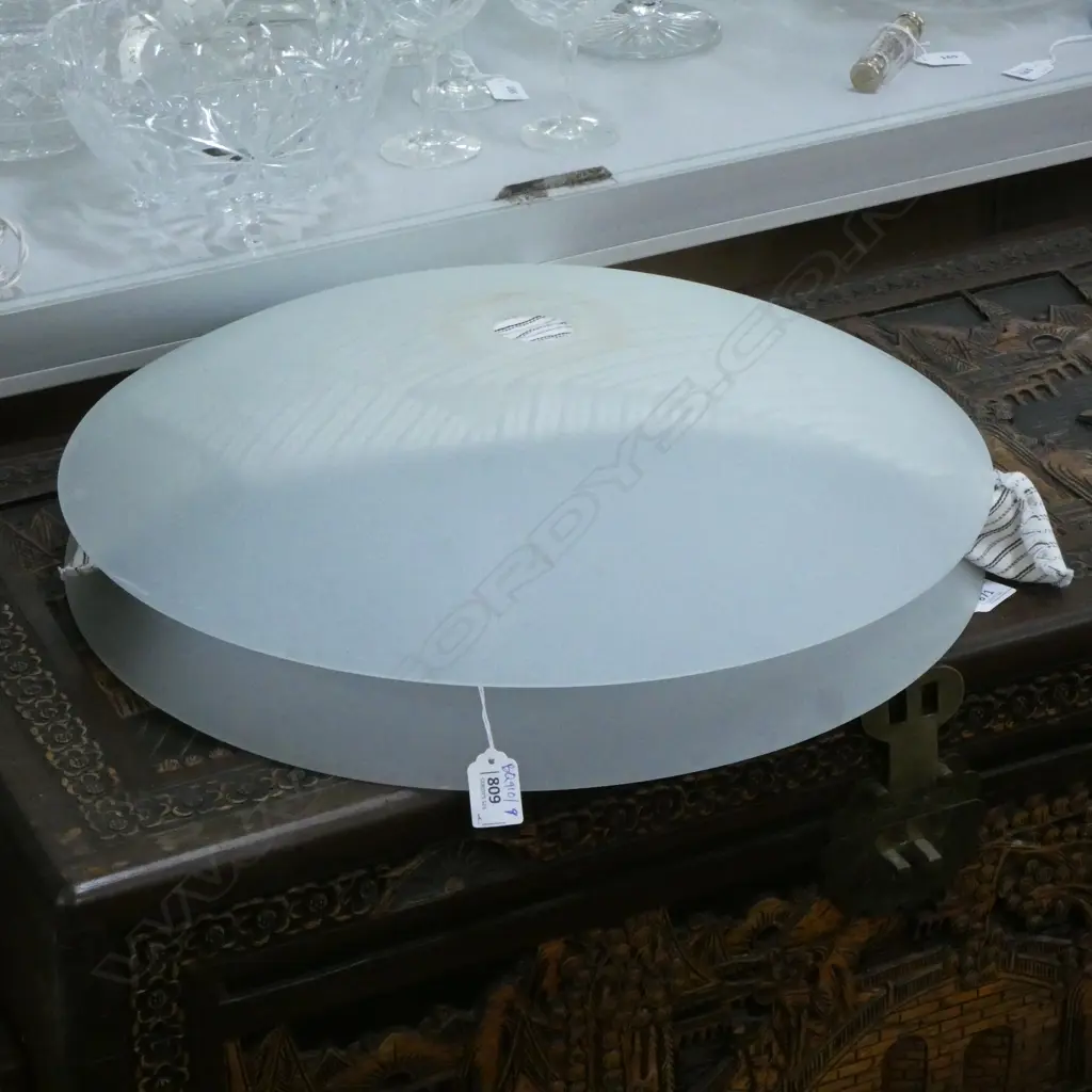 2 LARGE WHITE GLASS LIGHT SHADES 500MM DIA Image 1++