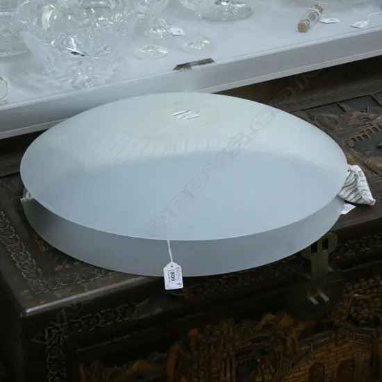 2 LARGE WHITE GLASS LIGHT SHADES 500MM DIA