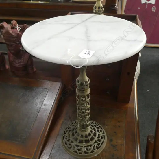 PR MARBLE & BRASS SIDE TABLES H. 430MM 305MM DIA