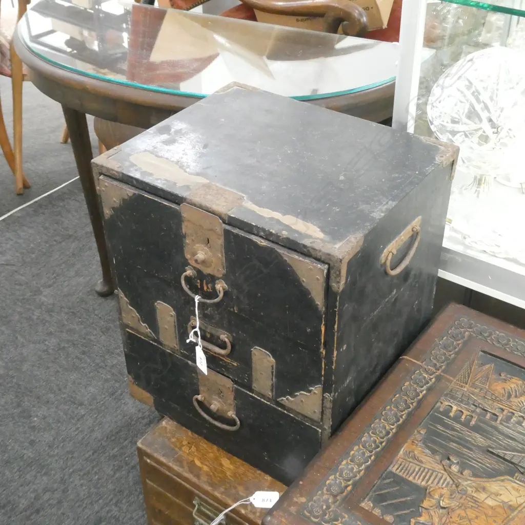 JAPANESE BLACK PAINTED 3 DRAWER SM CHEST 355 X 270 X 400MM Image 1++