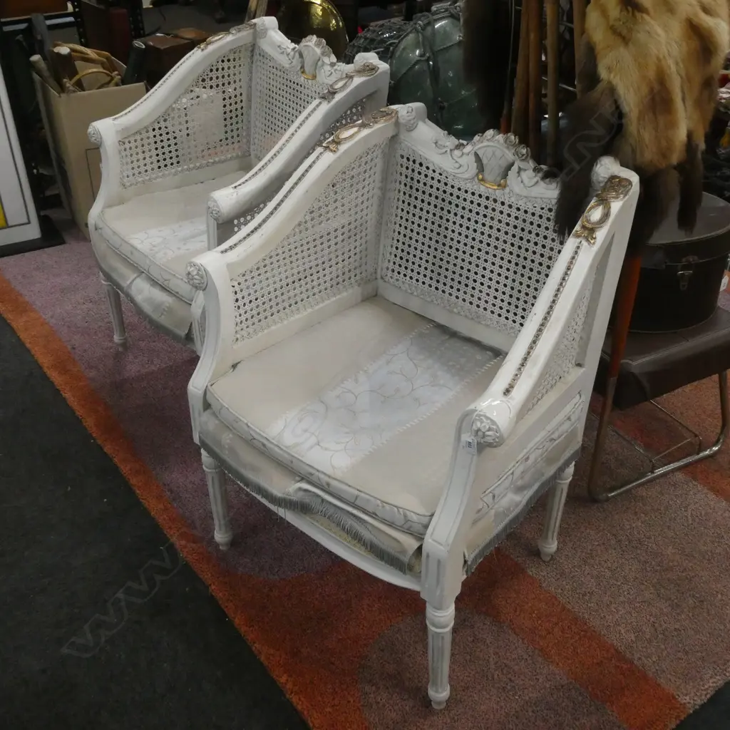 PR WYCOMBE CANE FRENCH STYLE CHAIRS WHITE PAINTED Image 1++
