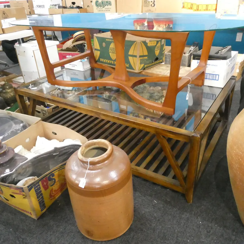 GLASS TOPPED COFFEE TABLE 900 X1400 H. 450MM Image 1++
