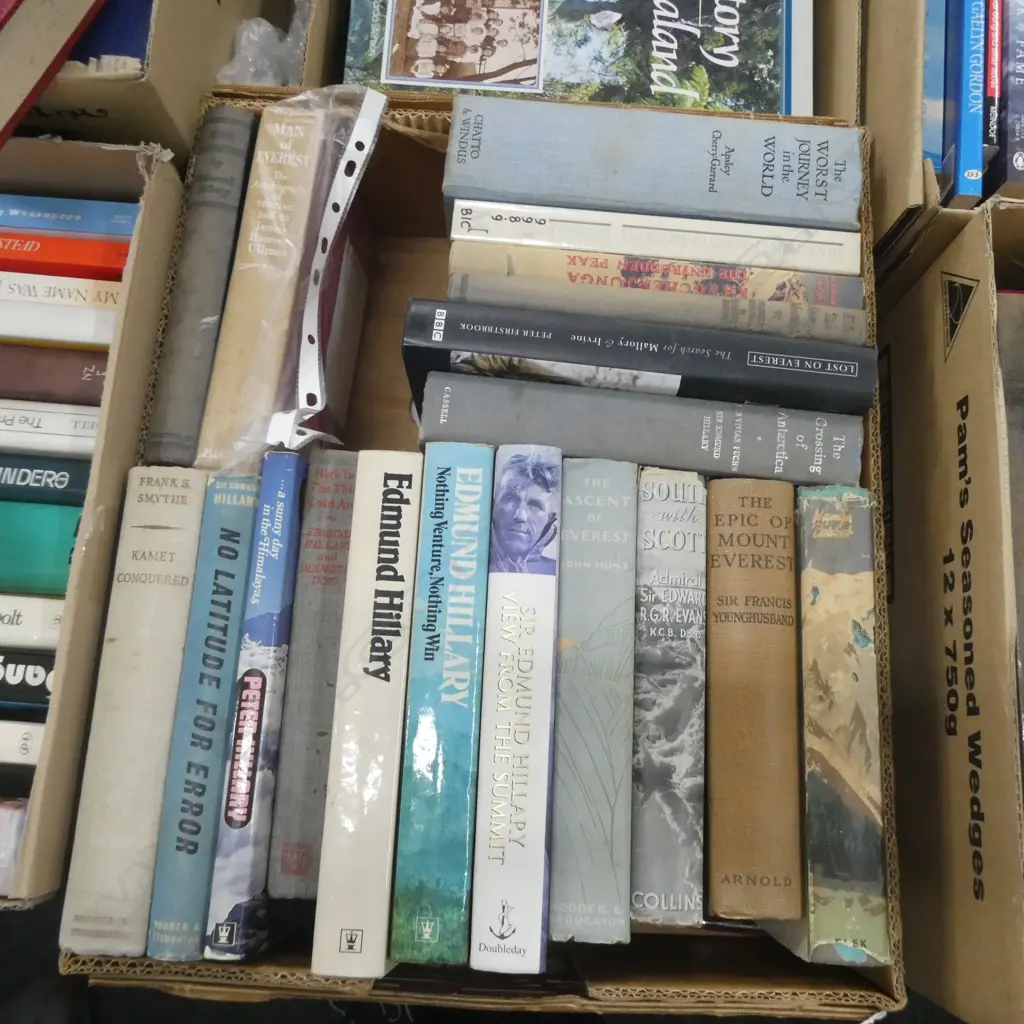 BOX LOT BOOKS; MT EVEREST INTEREST; SIGNED TENZING AUTOBIOGRAPHY Image 1++