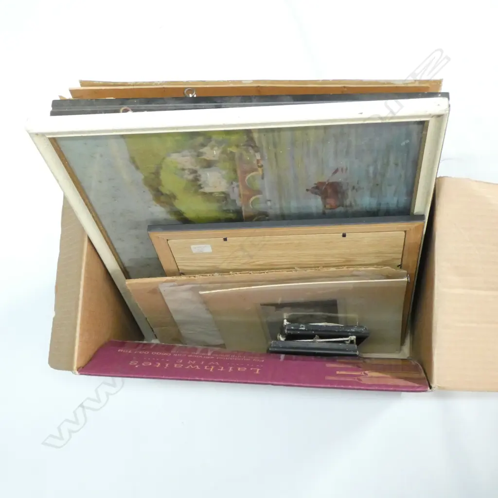 BOX LOT ASST. ARTWORKS, PRINTS ETC Image 1++