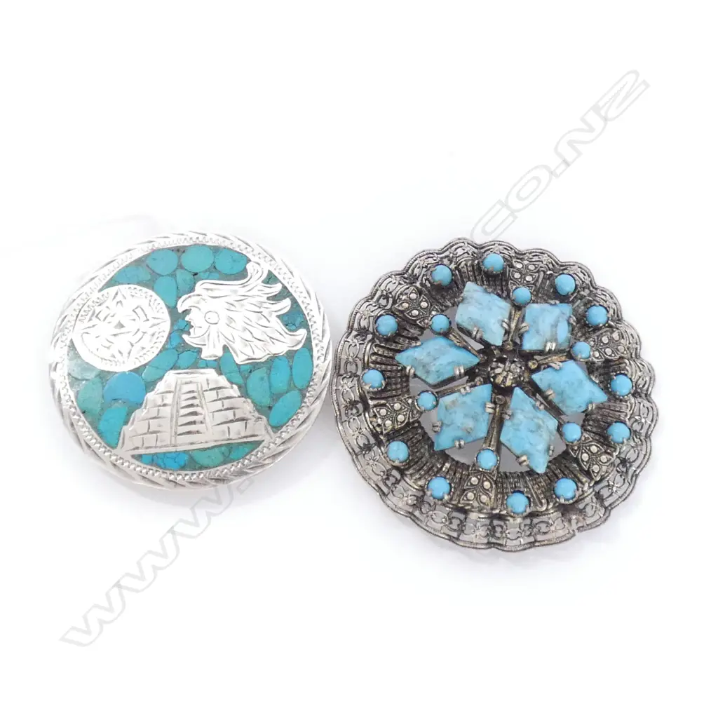 TURQUOISE & 925 SILVER BROOCH + 1 COSTUME  Image 1++