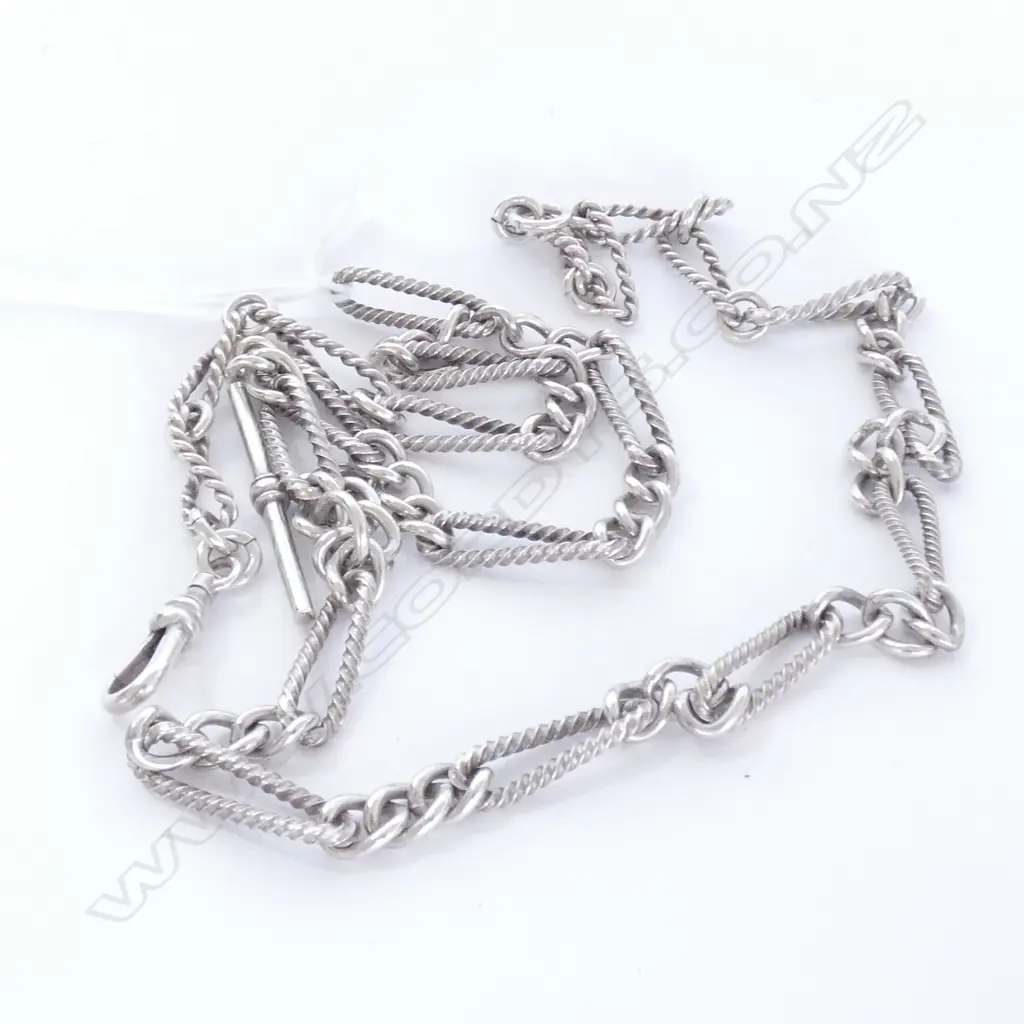 FANCY ANTIQUE STERLING FOB CHAIN 40.8 GRAMS Image 1++