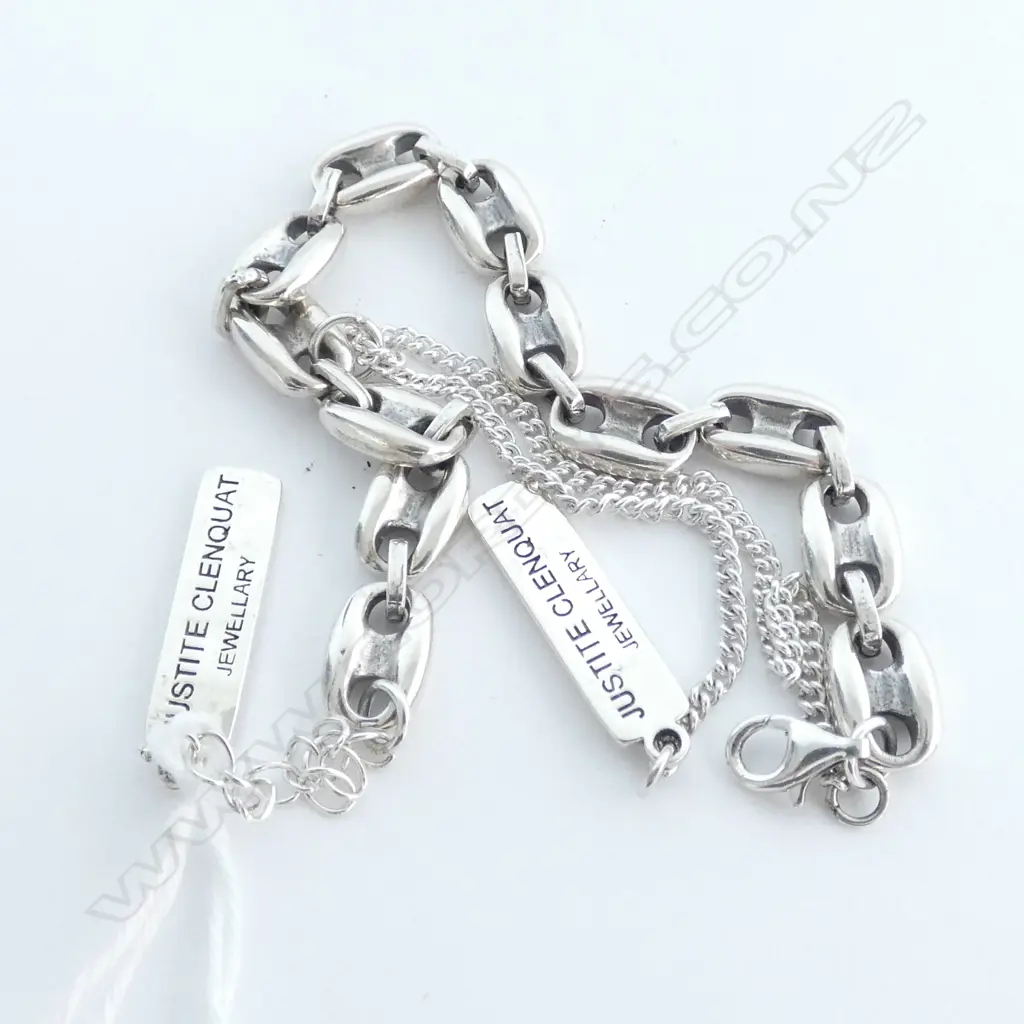 STERLING SILVER BRACELET CAPSTAN LINK 2 SILVER INGOTS 220MM 19.5G Image 1++