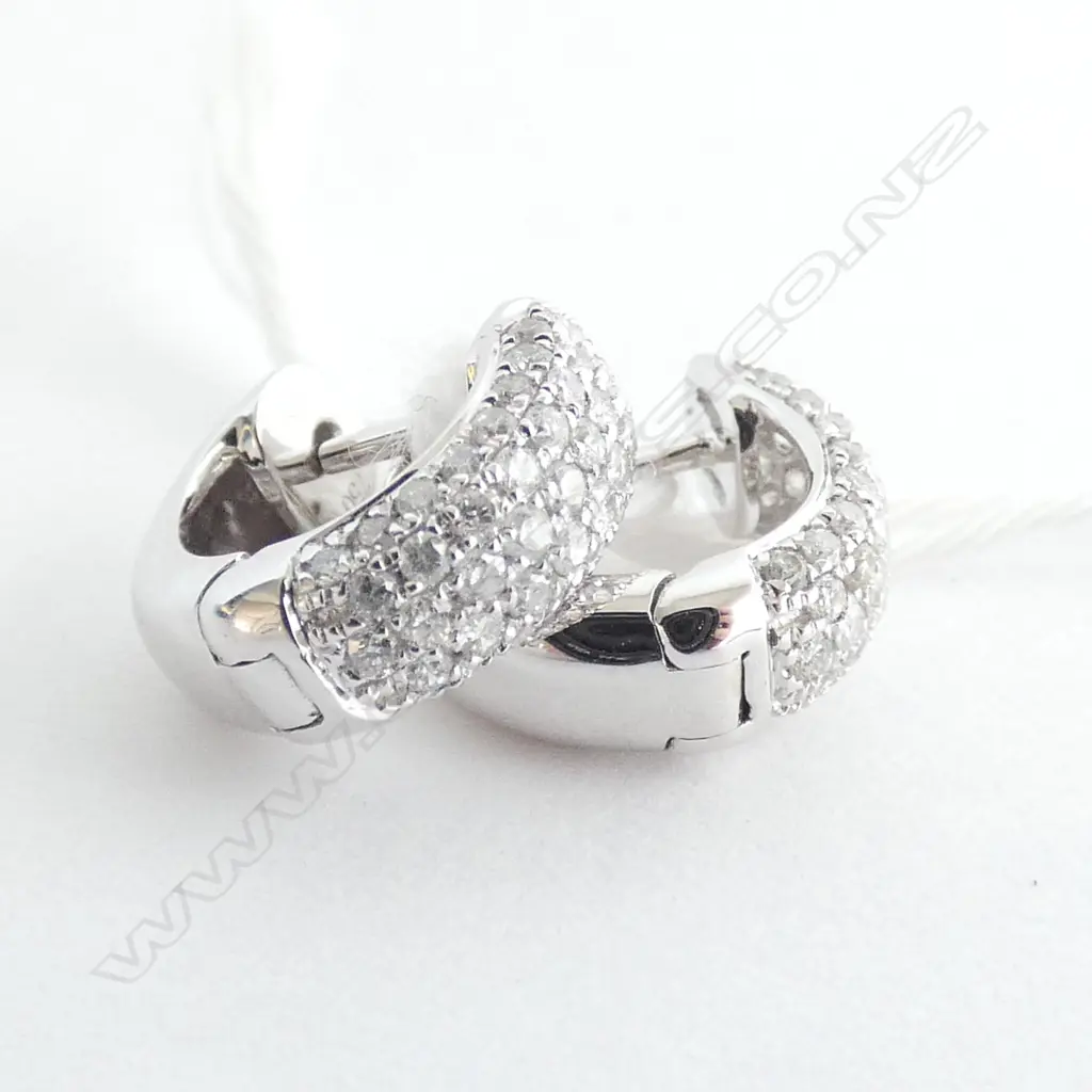 PAIR 18CT WHITE GOLD AND DIAMOND EARRINGS Image 1++
