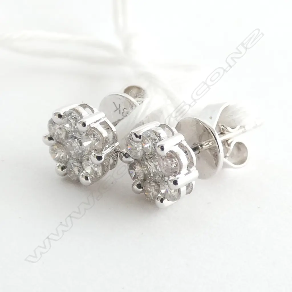 PAIR 18CT WHITE GOLD AND DIAMOND STUD EARRINGS - VALUATION Image 1++