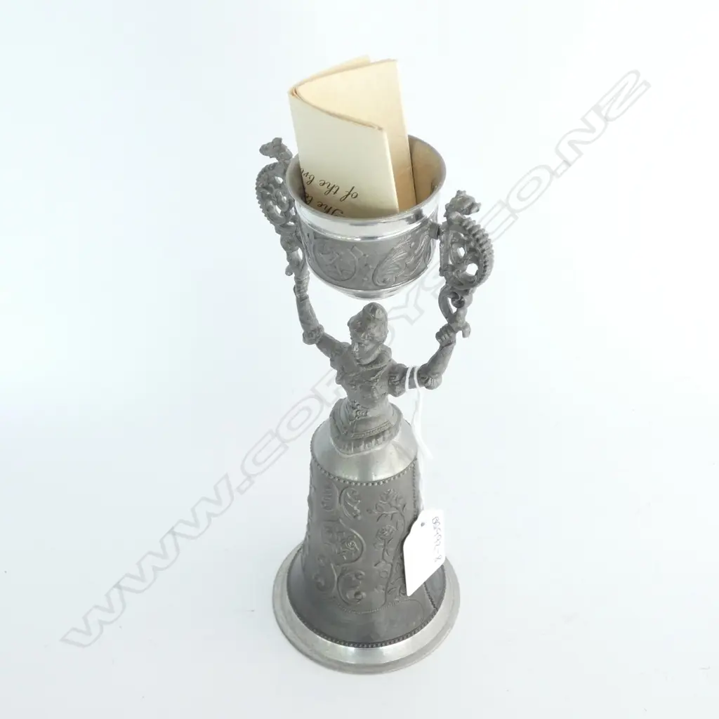 HAND CARVED GERMAN PEWTER BRIDAL CUP H. 200MM (COMES WITH LEGEND OF CUP) Image 1++