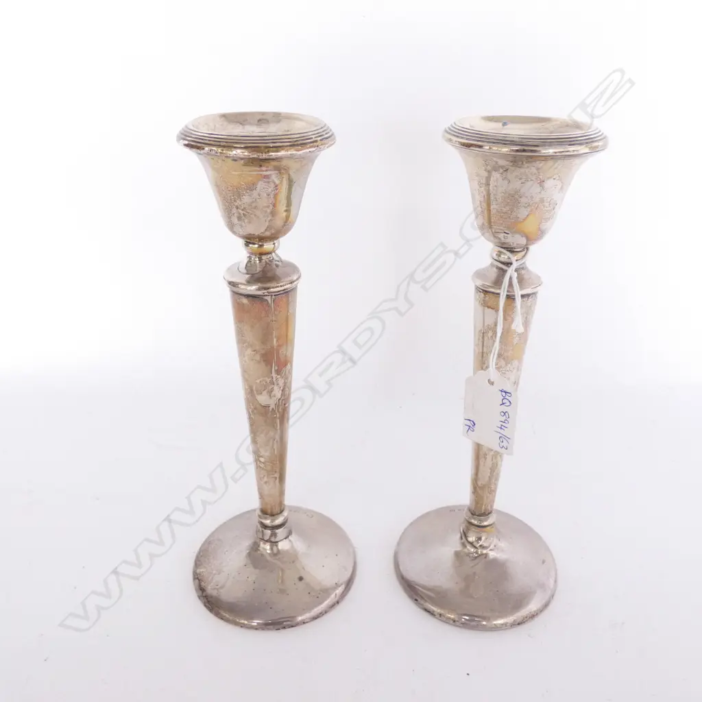 PR STG SILVER CANDLESTICKS, B'HAM 1915 H. 205MM WEIGHTED Image 1++
