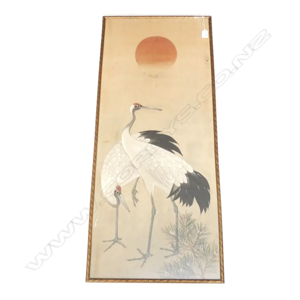 VINTAGE WHITE CRANES PRINT 1010 X 420MM Image 1++