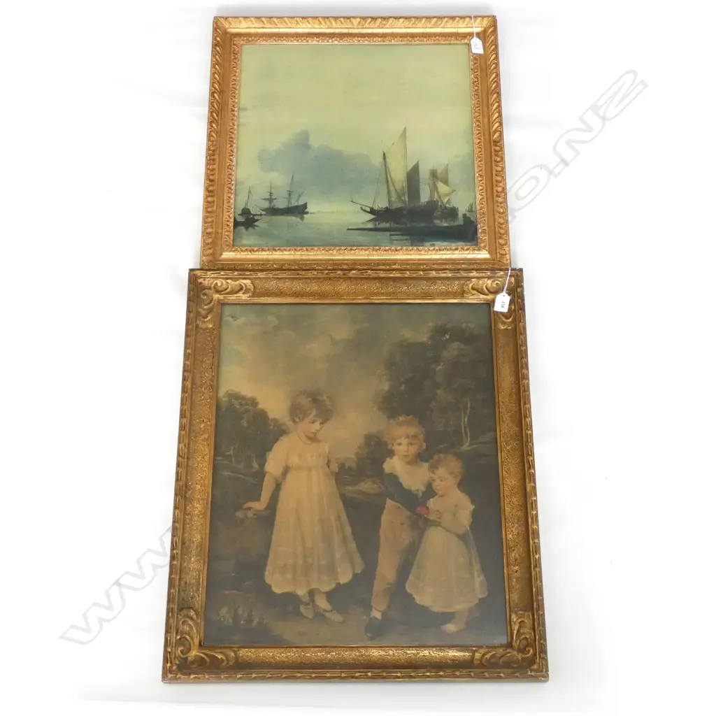 2 GILT FRAMED PRINTS; JOHN HOPPNER 'THE SACKVILLE CHILDREN' 610 X 490MM + JAN VAN DE CAPPELLE 'A CALM'  Image 1++