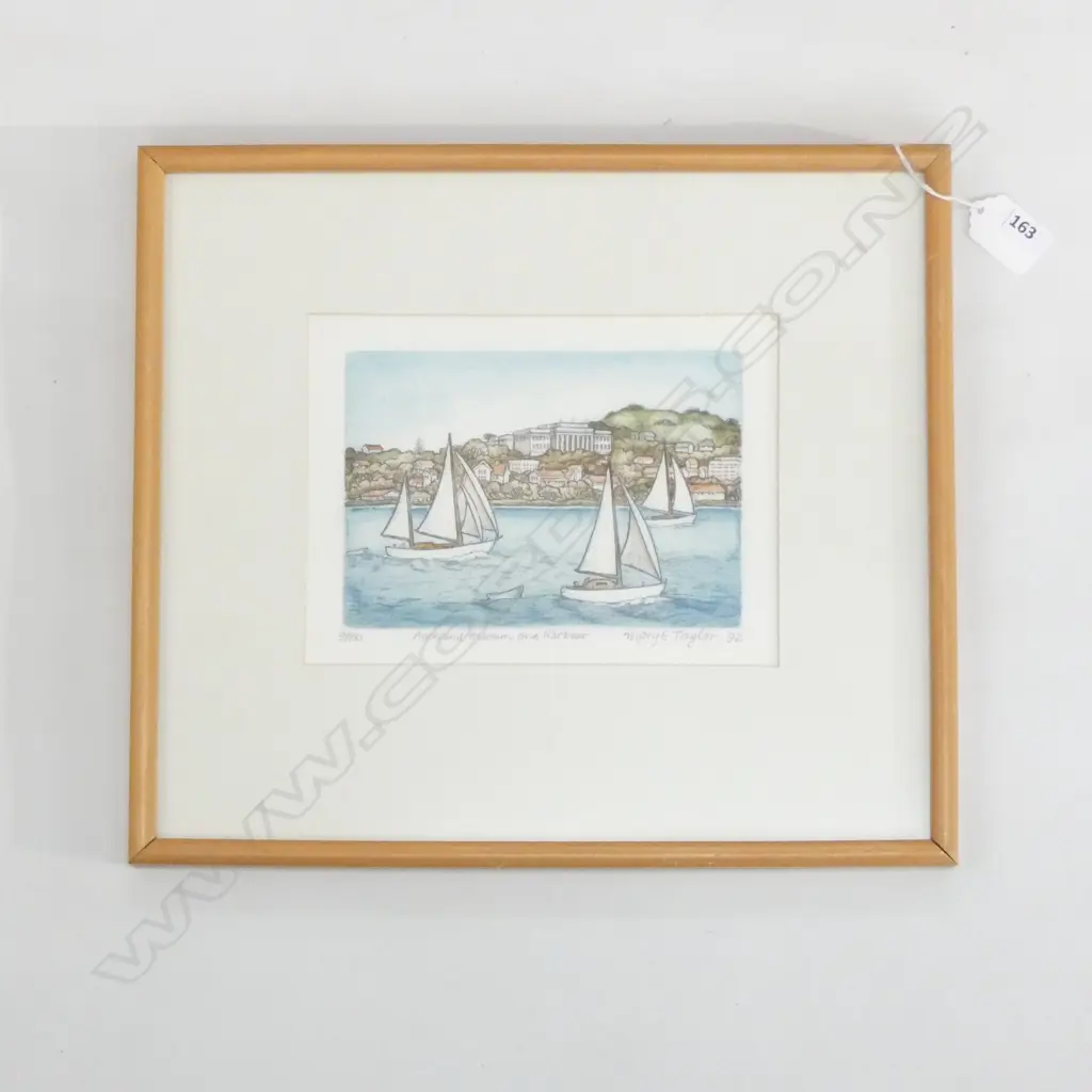 MARY E. TAYLOR 'AUCKLAND MUSEUM AND HARBOUR' ETCHING '92 9/150 120 X 170MM Image 1++