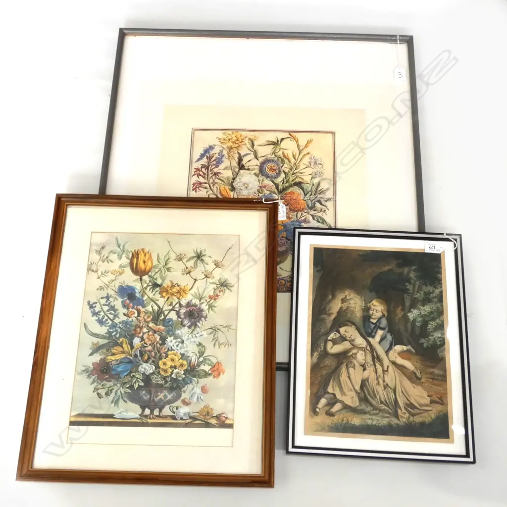 3 PRINTS; 2 DUTCH STYLE STILL LIFES ONE 360 X 305MM + CHILDREN SLEEPING PRINT Image 1++