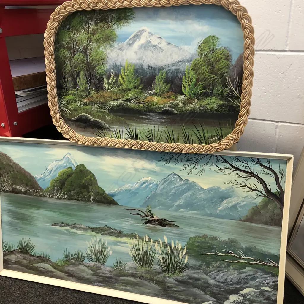 2 JOY FRISS ART WORKS: PAINTING MITRE PEAK & TRAY Image 1++