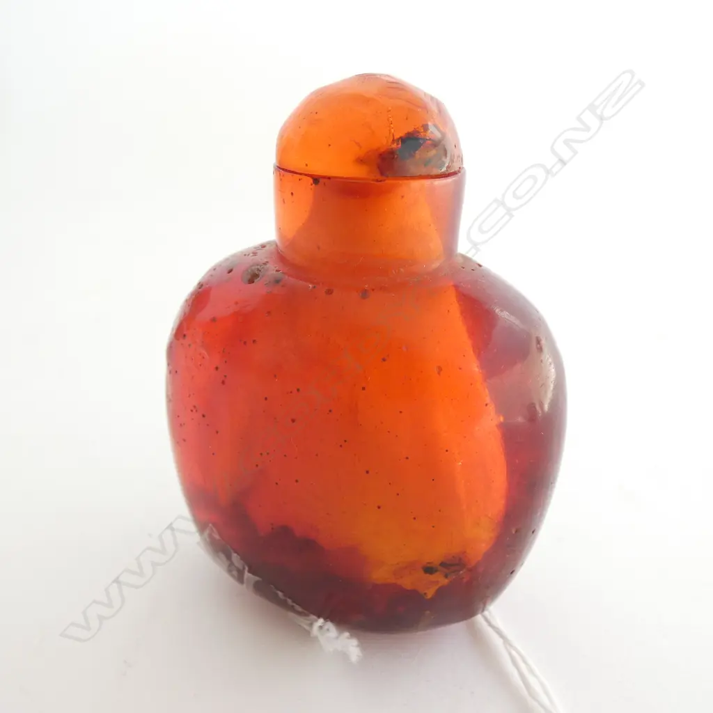 OLD CHINESE AMBER SNUFF BOTTLE - H. 65MM Image 1++