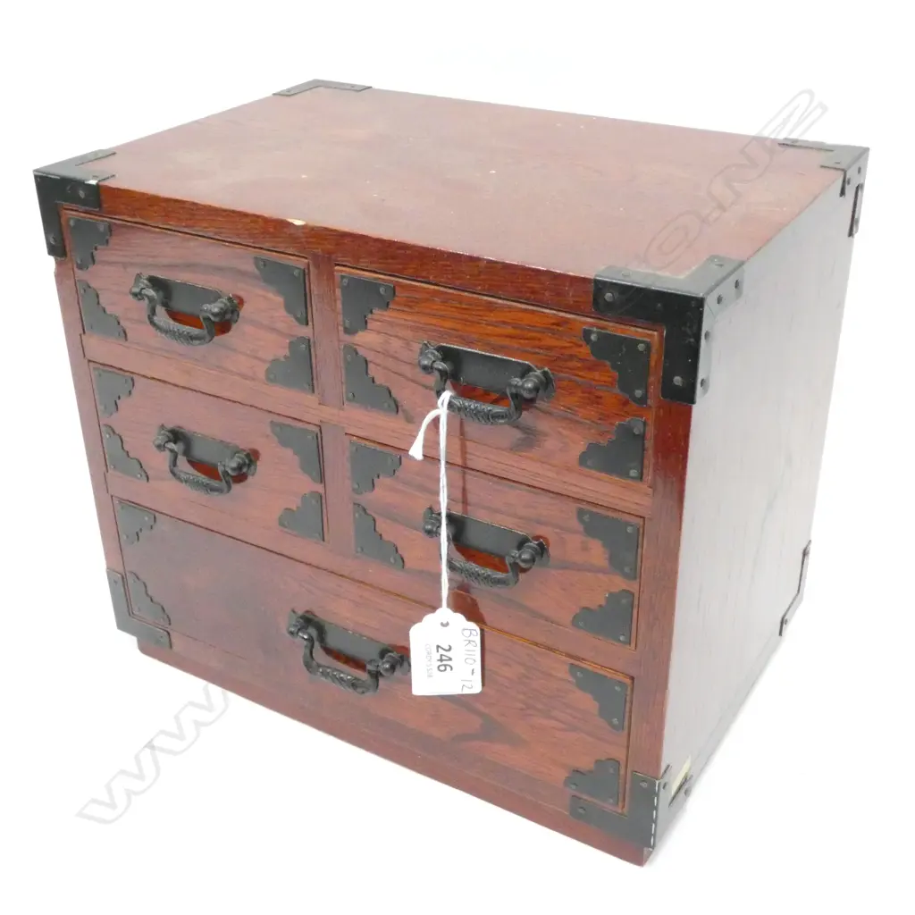 VINTAGE JAPANESE ‘HARI-BAKO’ SEWING BOX - 5 DRAWERS - 255 X 170 X 220MM Image 1++