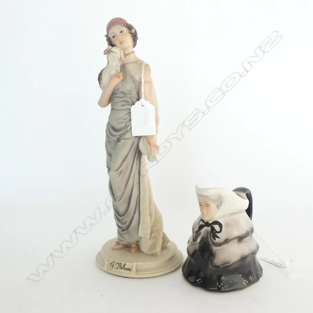 CAPODIMONTE 1987  A BELCARI 'DEAR' FIGURE (H. 255) & TONY WOOD 'OLD LADY' JUG H. 100MM Image 1++