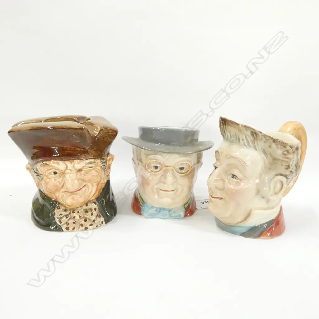 3 SMALL TOBY CHARACTER JUGS; 2 BESWICK & 1 ROYAL DOULTON H. 80MM Image 1++