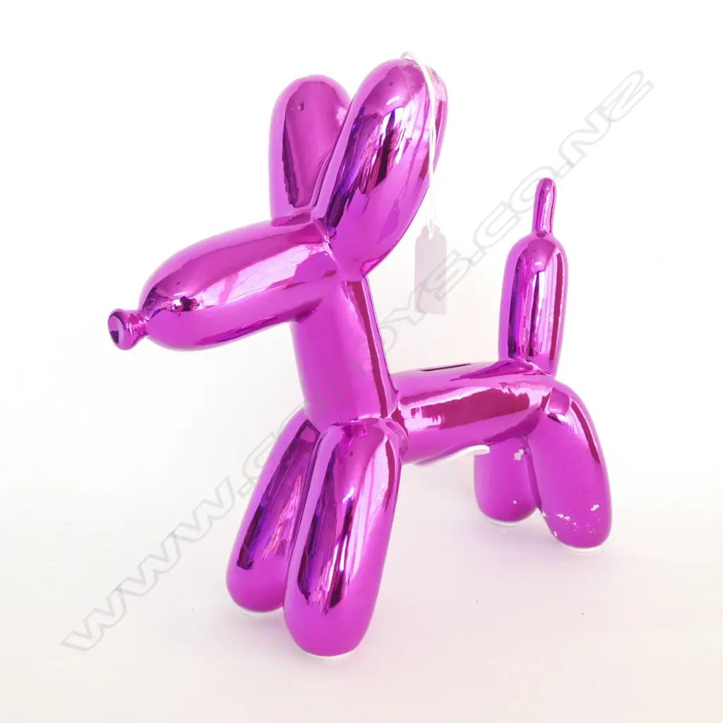 BALLOON DOG MONEY BOX METALIC PINK PURPLE GLAZE Image 1++
