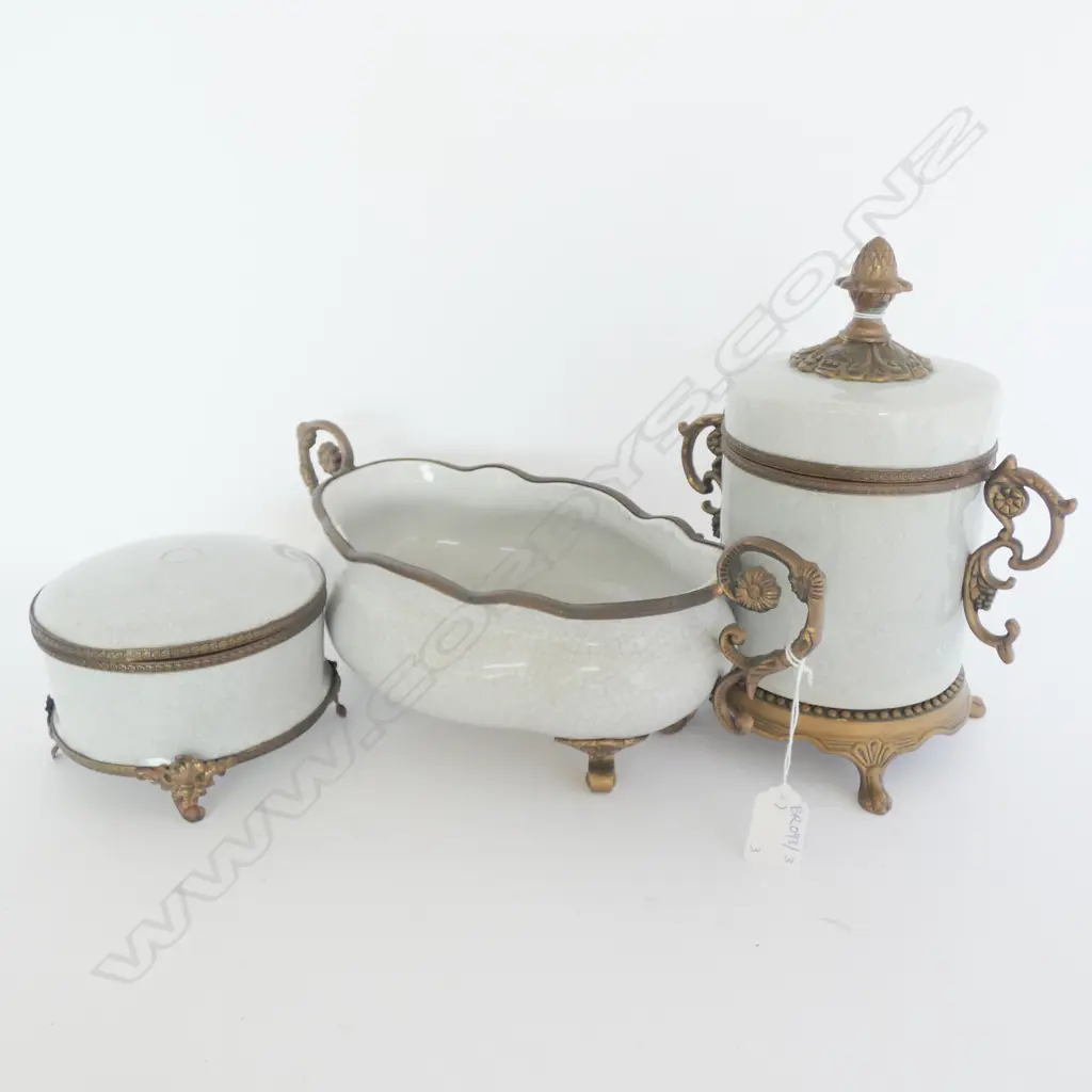 SET OF 3 CRACKLE GLAZE CONTAINERS H. 260MM Image 1++