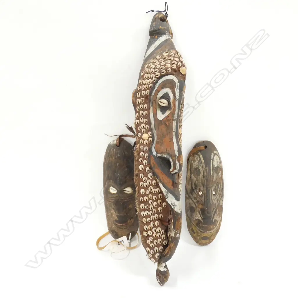 THREE SEPIK RIVER MASKS, PAPUA NEW GUINEA  Image 1++
