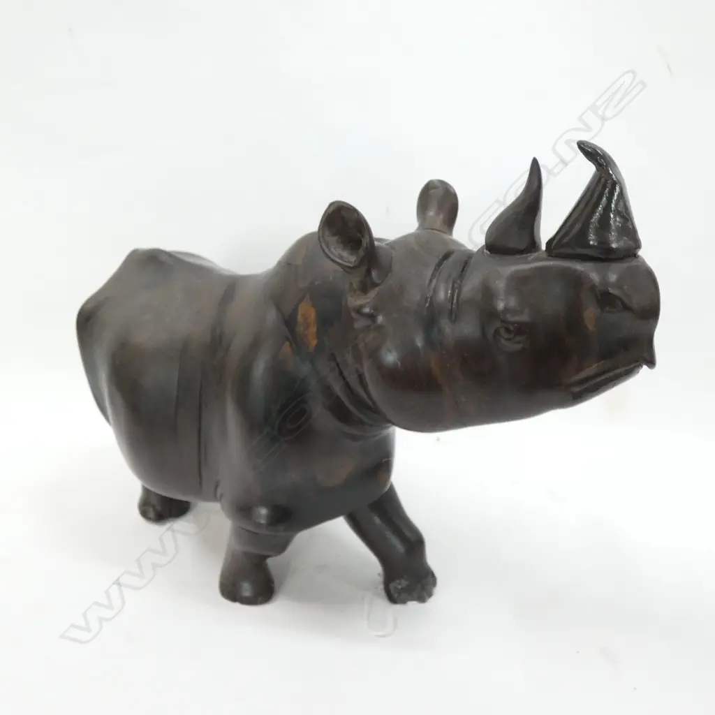 LARGE HEAVY CARVED TREEN RHINO L400MM X 260MM Image 1++